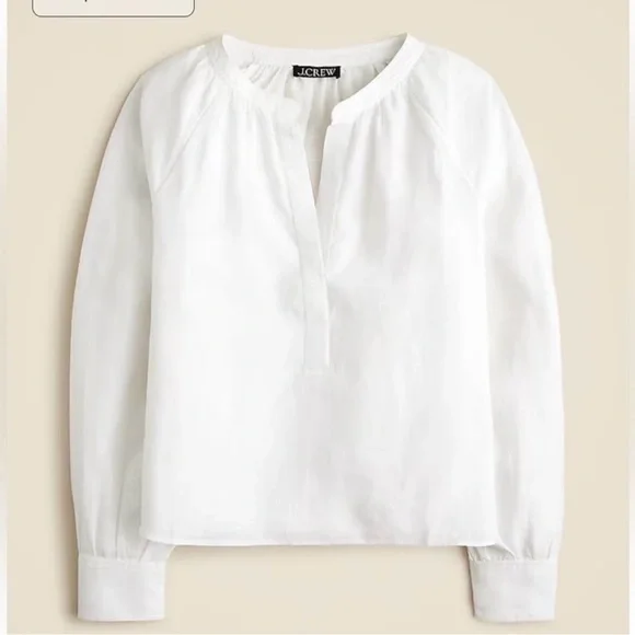 NWT J Crew Cabana Top Linen Shirt Breathable Date Vacation  CI542 White Small - Picture 3 of 11